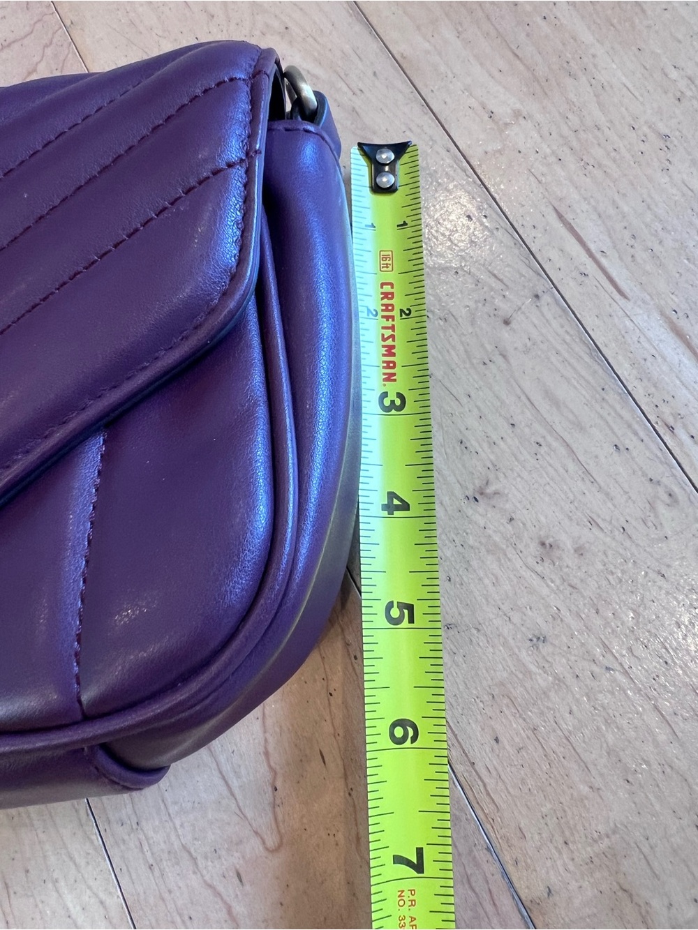Purple Quilted Chevron Crossbody Bag Gold Chain Strap Plum Small Minimalist Chic - Picture 16 of 16